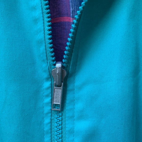 VTG 80’s Head Sportswear Reversible teal PLAID Bomber Jacket Sz M zip-up coat - Picture 7 of 14